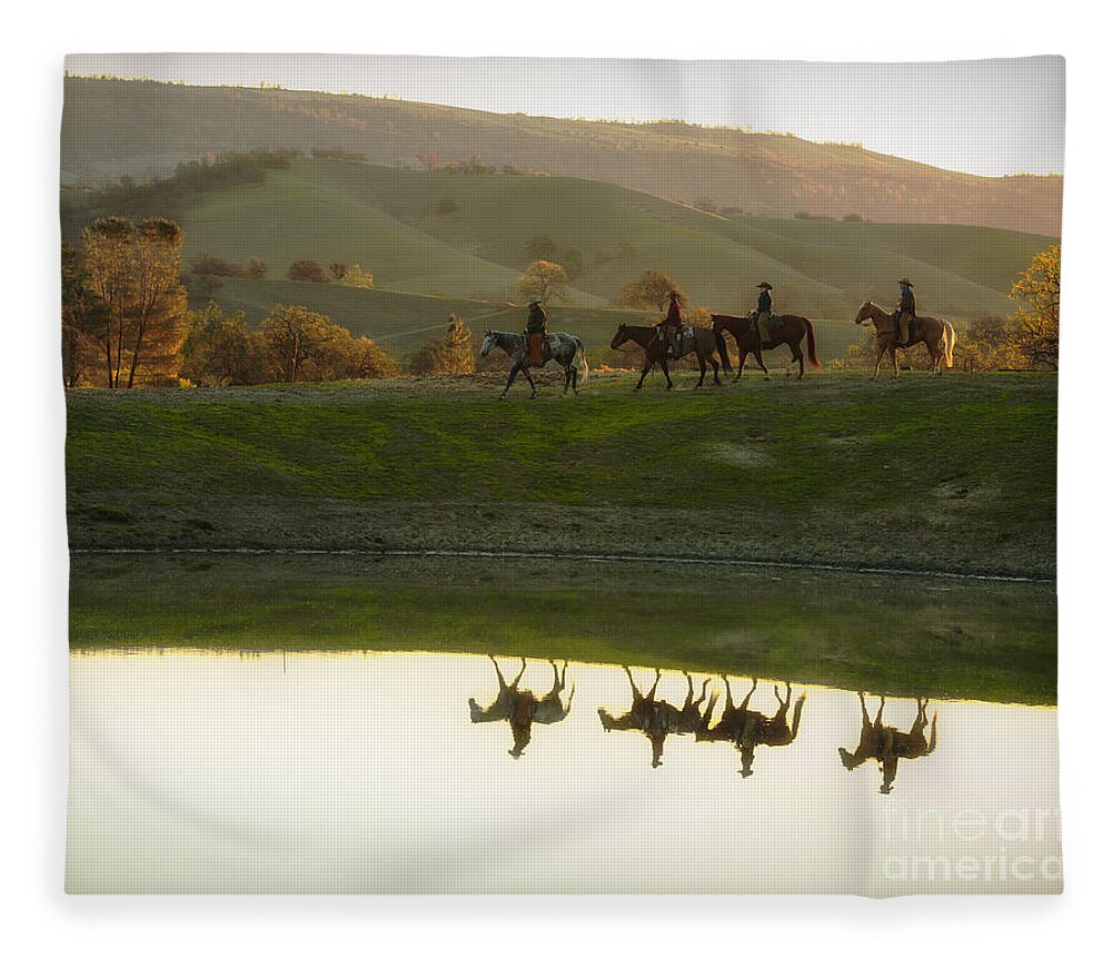 Cowboys Fleece Blanket featuring the photograph Morning Ride by Ana V Ramirez