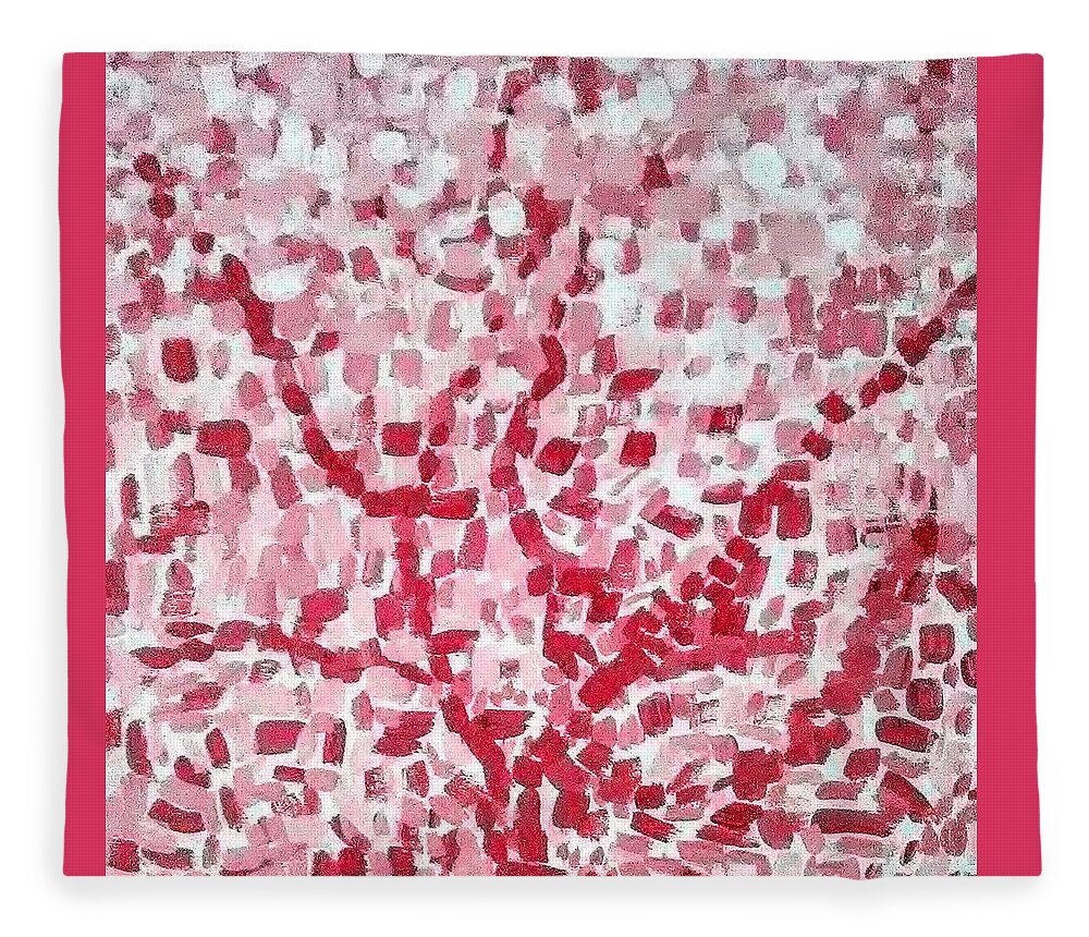 Pink Fleece Blanket featuring the painting Mosaic Tree by Suzanne Berthier