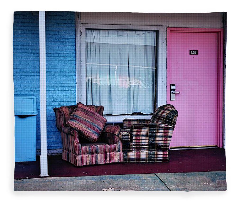 Fine Art Fleece Blanket featuring the photograph Motel 2 by Rodney Lee Williams