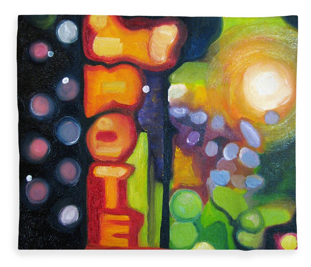 N Fleece Blanket featuring the painting Motel Lights by Patricia Arroyo
