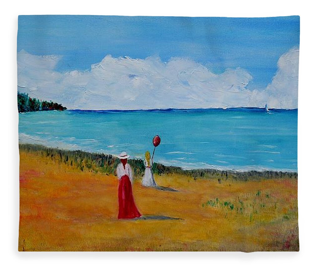 Mother And Daughter Fleece Blanket featuring the painting Mother and daughter by Marilyn McNish