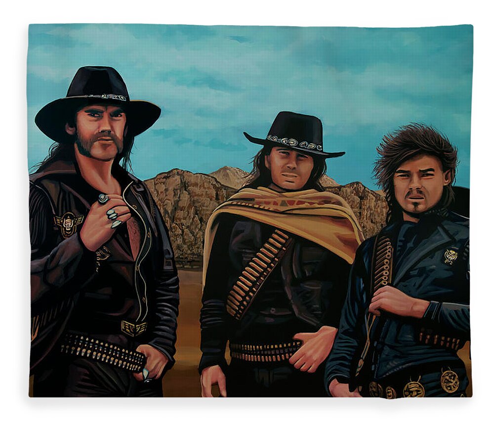 Lemmy Kilmister Fleece Blanket featuring the painting Motorhead Painting by Paul Meijering