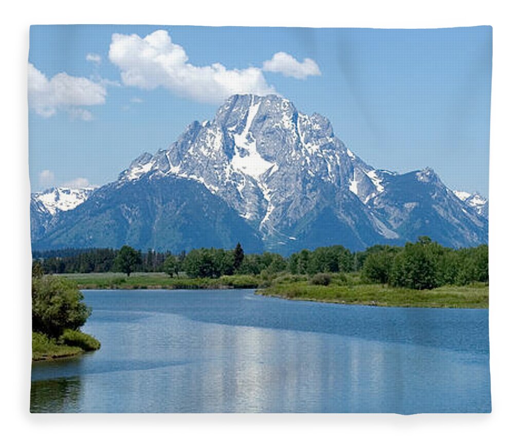 Mountains Fleece Blanket featuring the photograph Mount Moran at Oxbow Bend by Max Waugh