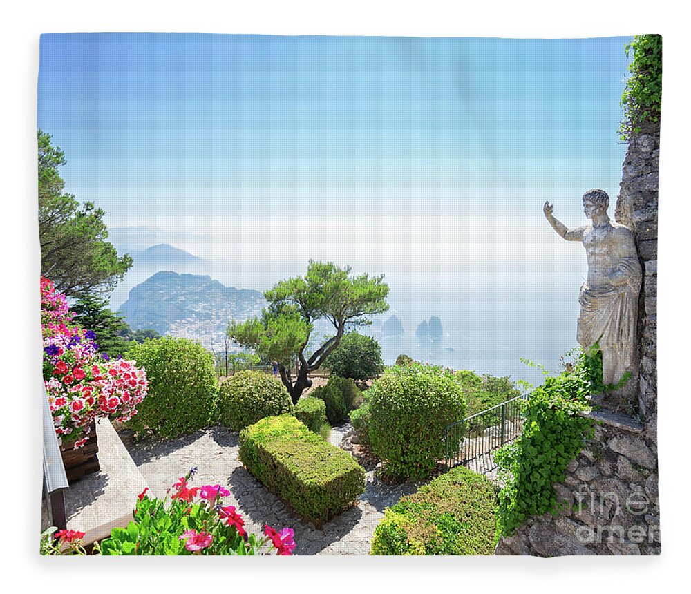 Capri Fleece Blanket featuring the photograph mount Solaro of Capri by Anastasy Yarmolovich