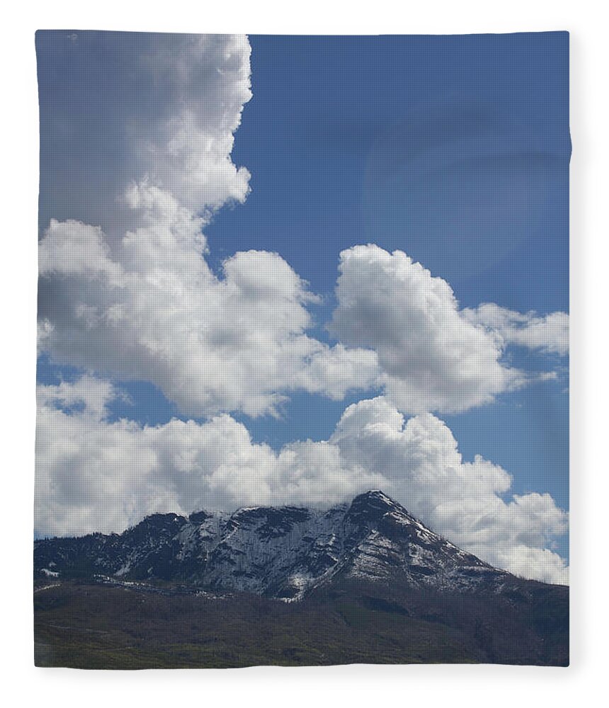 Portrait Fleece Blanket featuring the photograph Mountain Blue Sky and Cloud by Donna L Munro