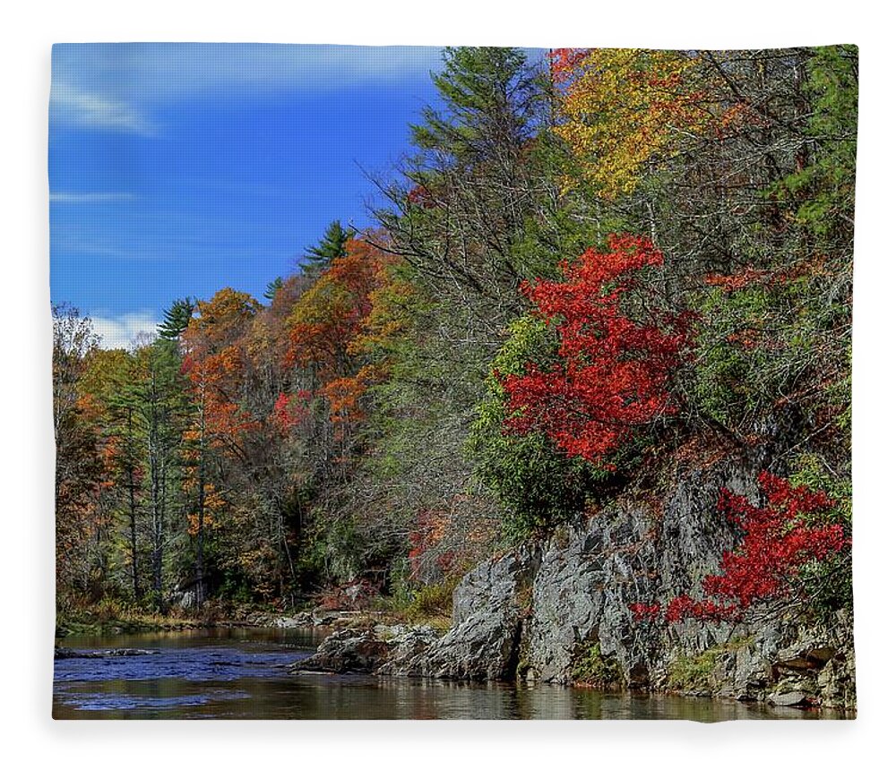 River Fleece Blanket featuring the photograph Mountain Stream in Fall by Kevin Craft