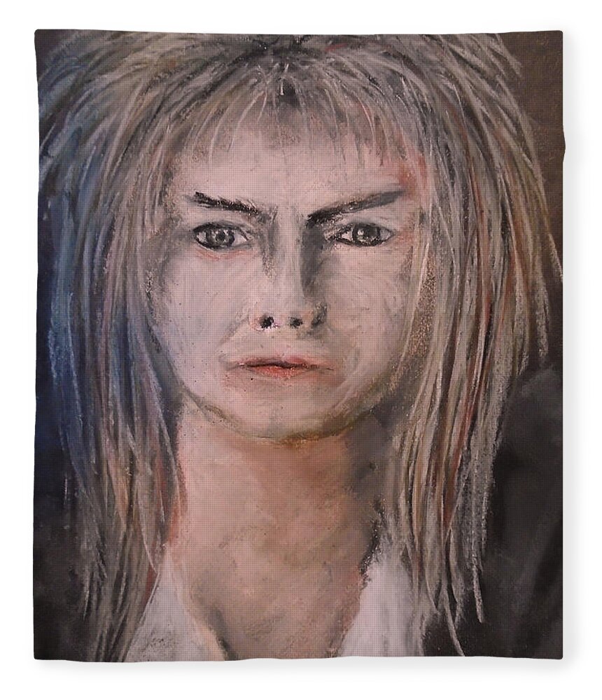David Bowie Fleece Blanket featuring the pastel Mr. Bowie by Jen Shearer