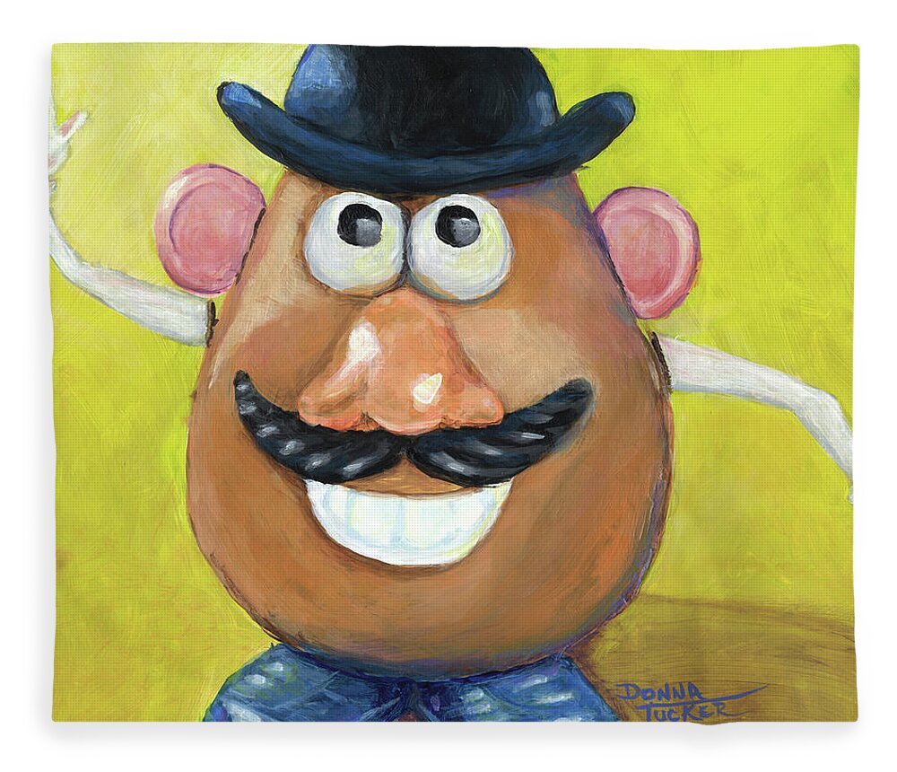 Toy Fleece Blanket featuring the painting Mr. Potato Head by Donna Tucker