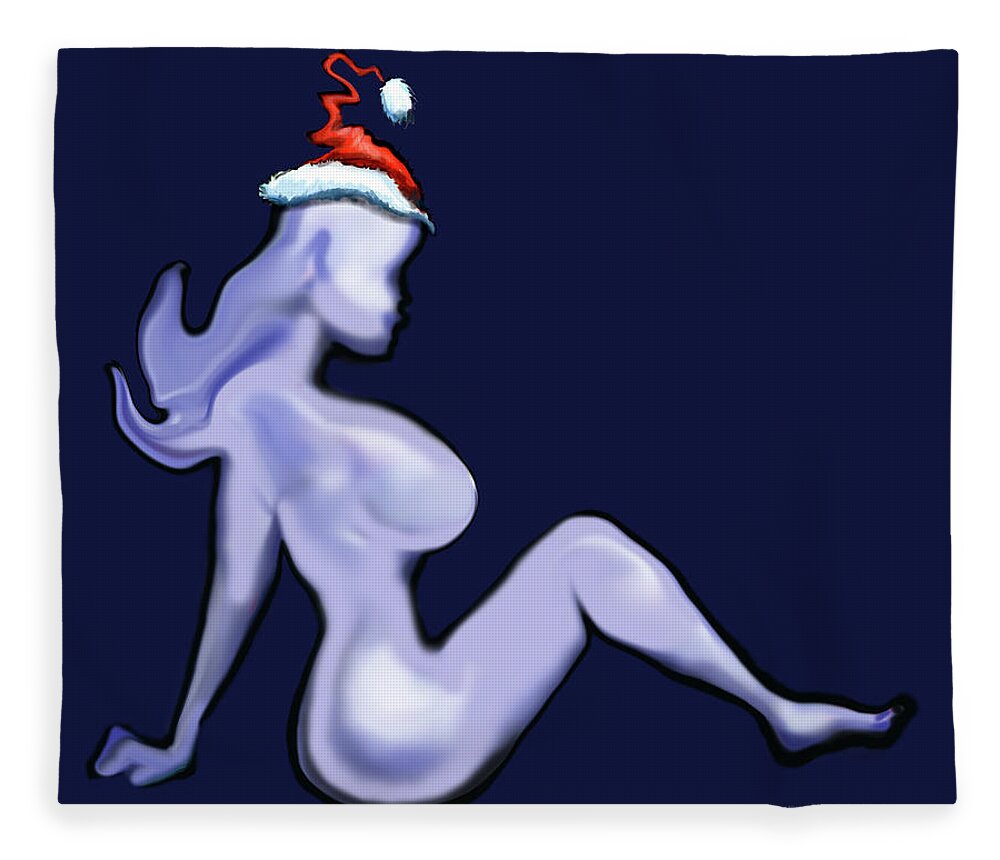 Christmas Fleece Blanket featuring the digital art Mudflap Christmas Babe by Kevin Middleton