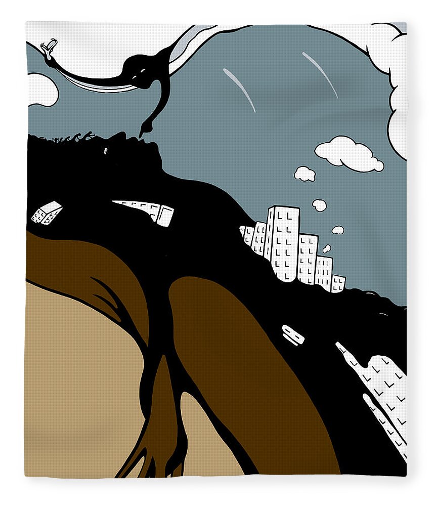 Climate Change Fleece Blanket featuring the drawing Mudslide by Craig Tilley