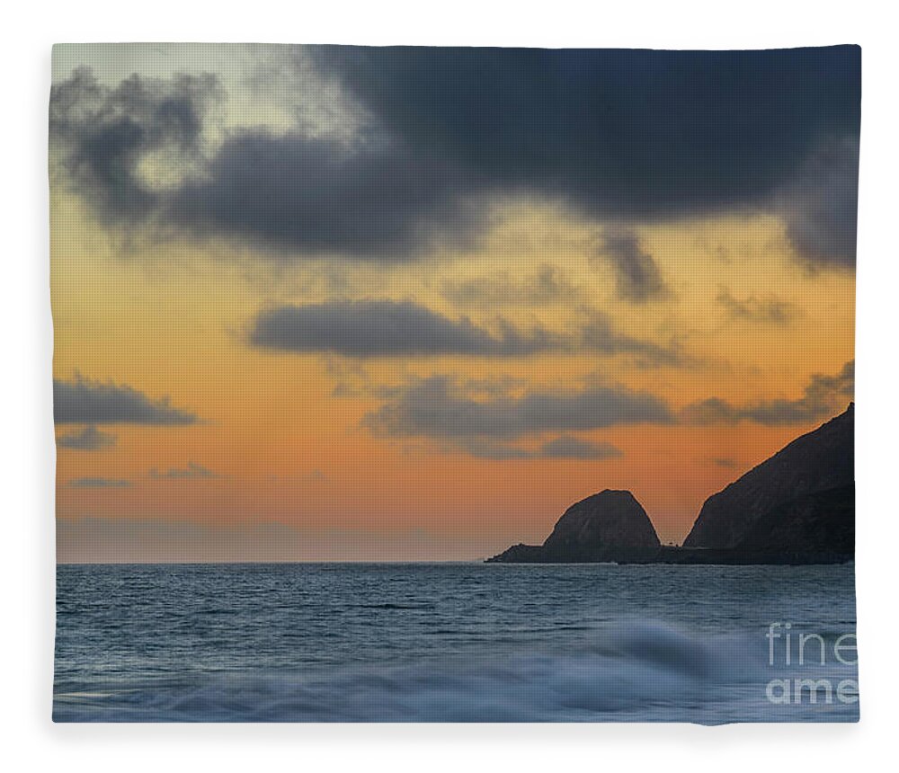 Coast 2017 Fleece Blanket featuring the photograph Mugu Rock at Sunset by Jeff Hubbard