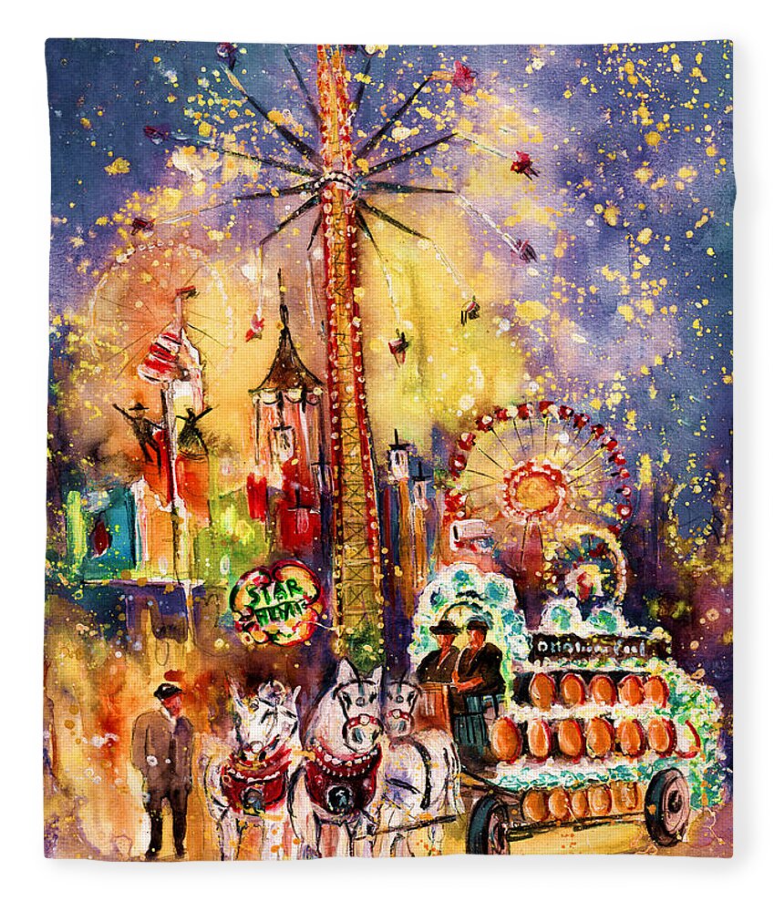 Travel Fleece Blanket featuring the painting Munich Authentic by Miki De Goodaboom