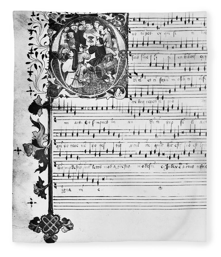 1450 Fleece Blanket featuring the photograph Music Manuscript, 1450 by Granger