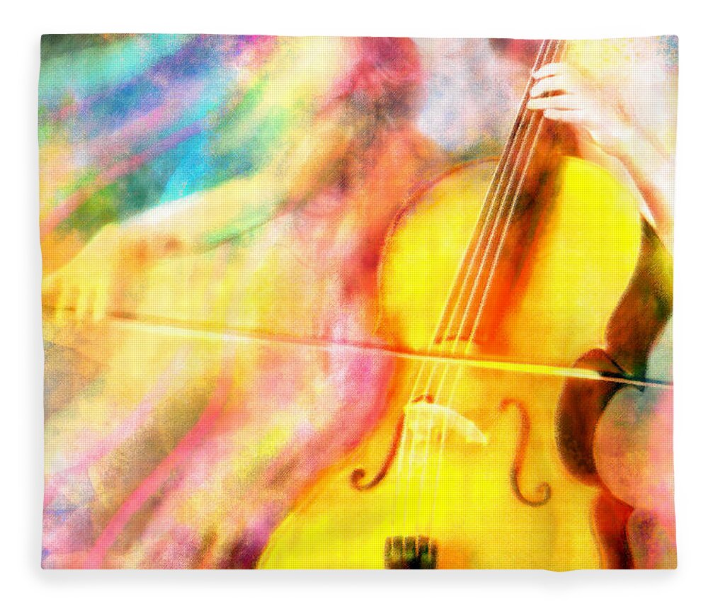 Cello Fleece Blanket featuring the digital art Music to My Eyes by Jennifer Allison