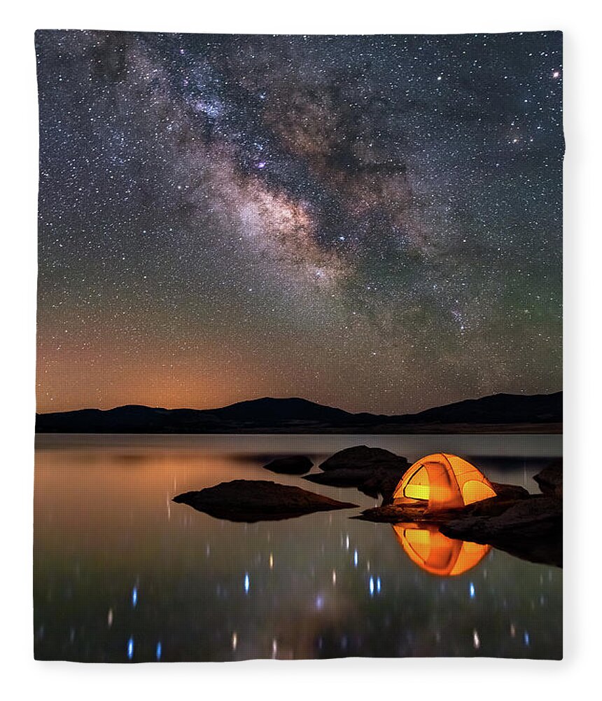 Milky Way Fleece Blanket featuring the photograph My Million Star Hotel by Darren White