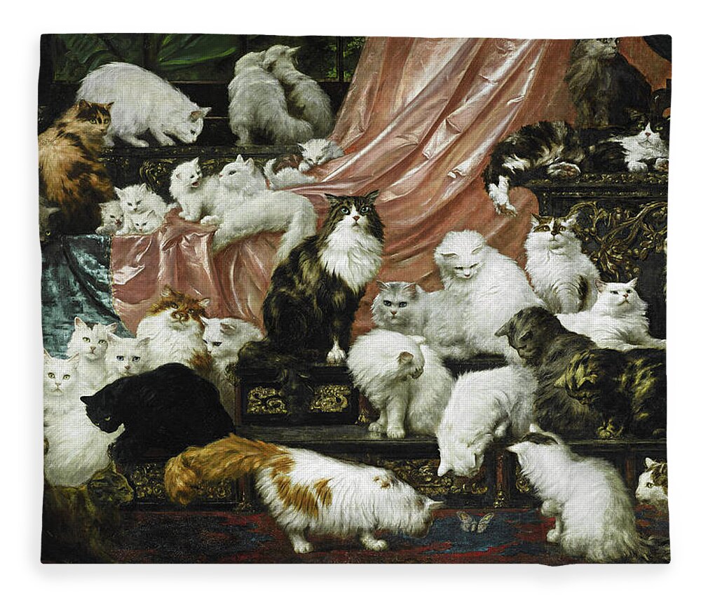 Carl Kahler Fleece Blanket featuring the painting My Wife's Lovers by Carl Kahler