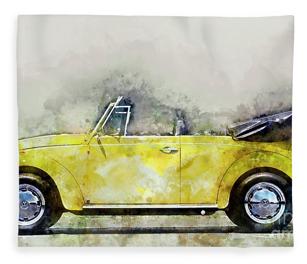 My Yellow Bug Fleece Blanket featuring the painting My Yellow Bug by Jon Neidert