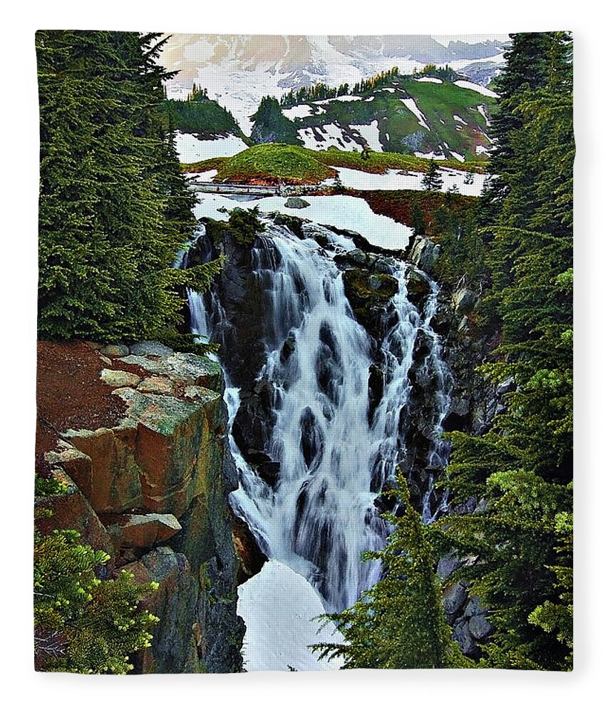Falls Fleece Blanket featuring the photograph Myrtle Falls by John Christopher