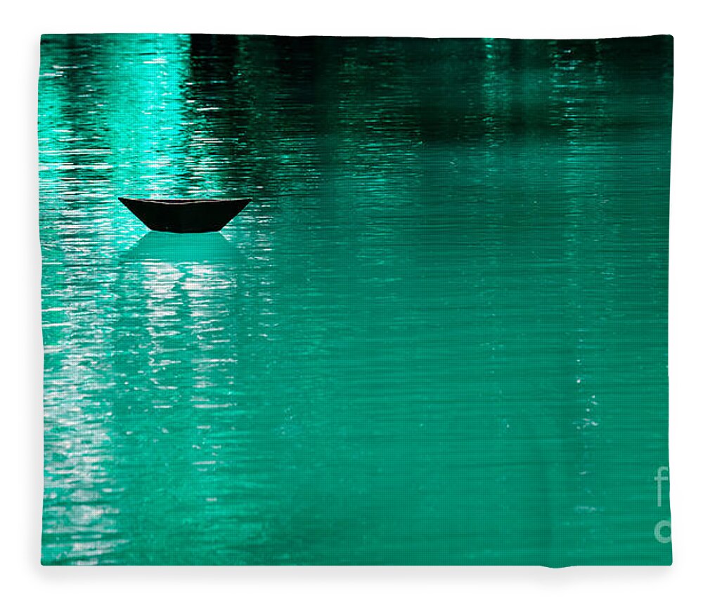 Lake Fleece Blanket featuring the photograph Mystery Boat by Metaphor Photo
