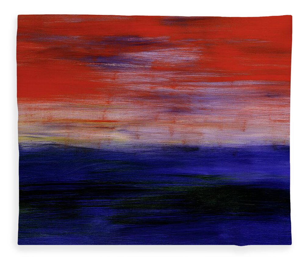 Abstract Fleece Blanket featuring the painting Mystic Evening by Angela Bushman