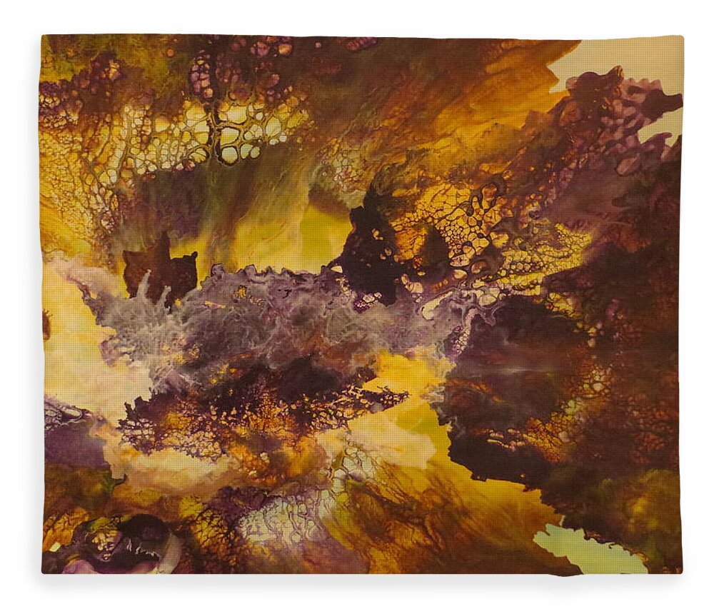 Abstract Fleece Blanket featuring the painting Mystical by Soraya Silvestri