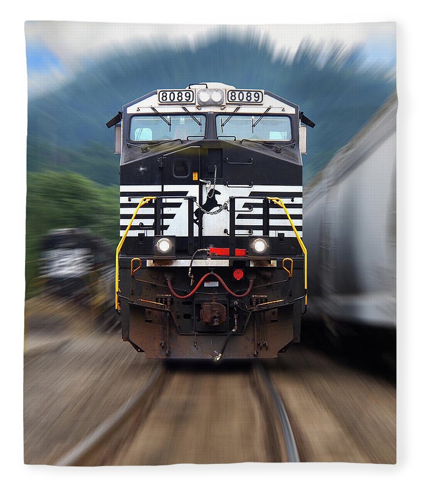 Railroad Fleece Blanket featuring the photograph N S 8089 On The Move by Mike McGlothlen