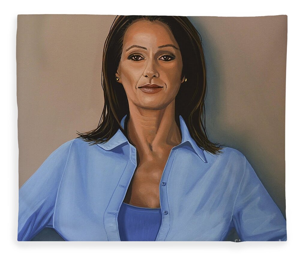 Nadia Comaneci Fleece Blanket featuring the painting Nadia Comaneci by Paul Meijering