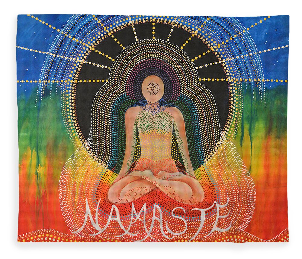 Namaste Fleece Blanket featuring the painting Namaste' by Deborha Kerr