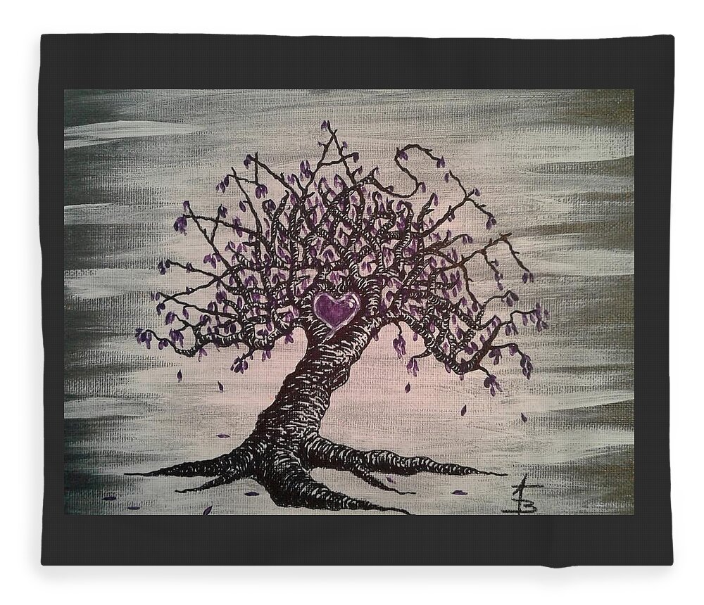Namaste Fleece Blanket featuring the drawing Namaste Love Tree by Aaron Bombalicki