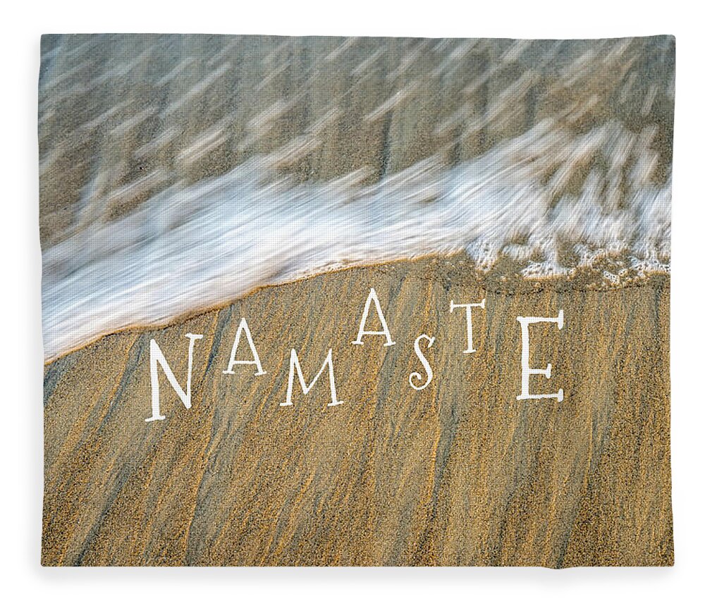 Namaste Fleece Blanket featuring the mixed media Namaste On The Beach by Joseph S Giacalone