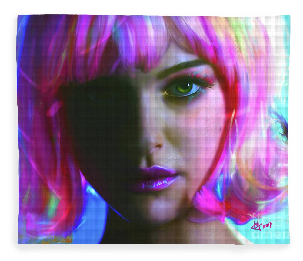 Celebrity Portrait Fleece Blanket featuring the digital art Natalie by Jaimy Mokos