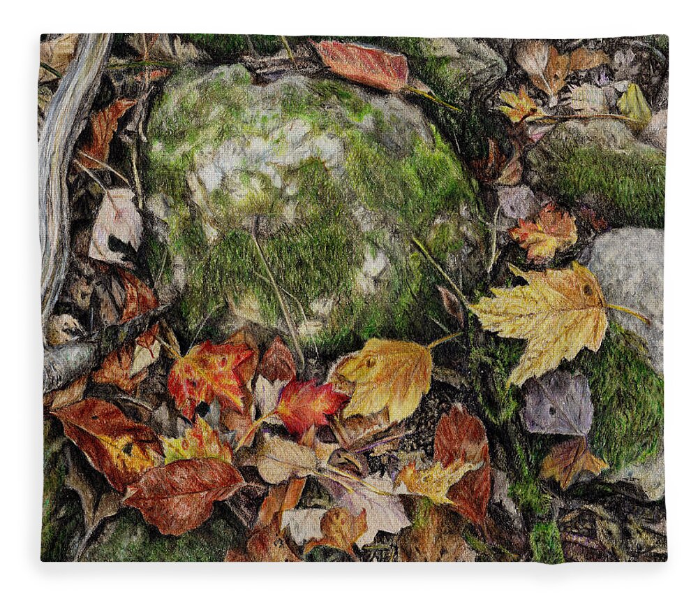 Rocks Fleece Blanket featuring the drawing Nature's Confetti by Shana Rowe Jackson