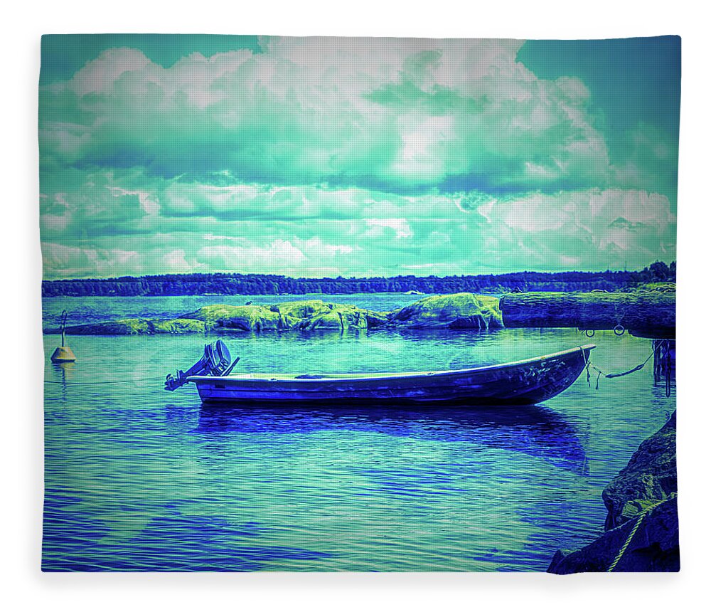 Boats Fleece Blanket featuring the photograph Nautical Colors in the Harbor by Debra and Dave Vanderlaan