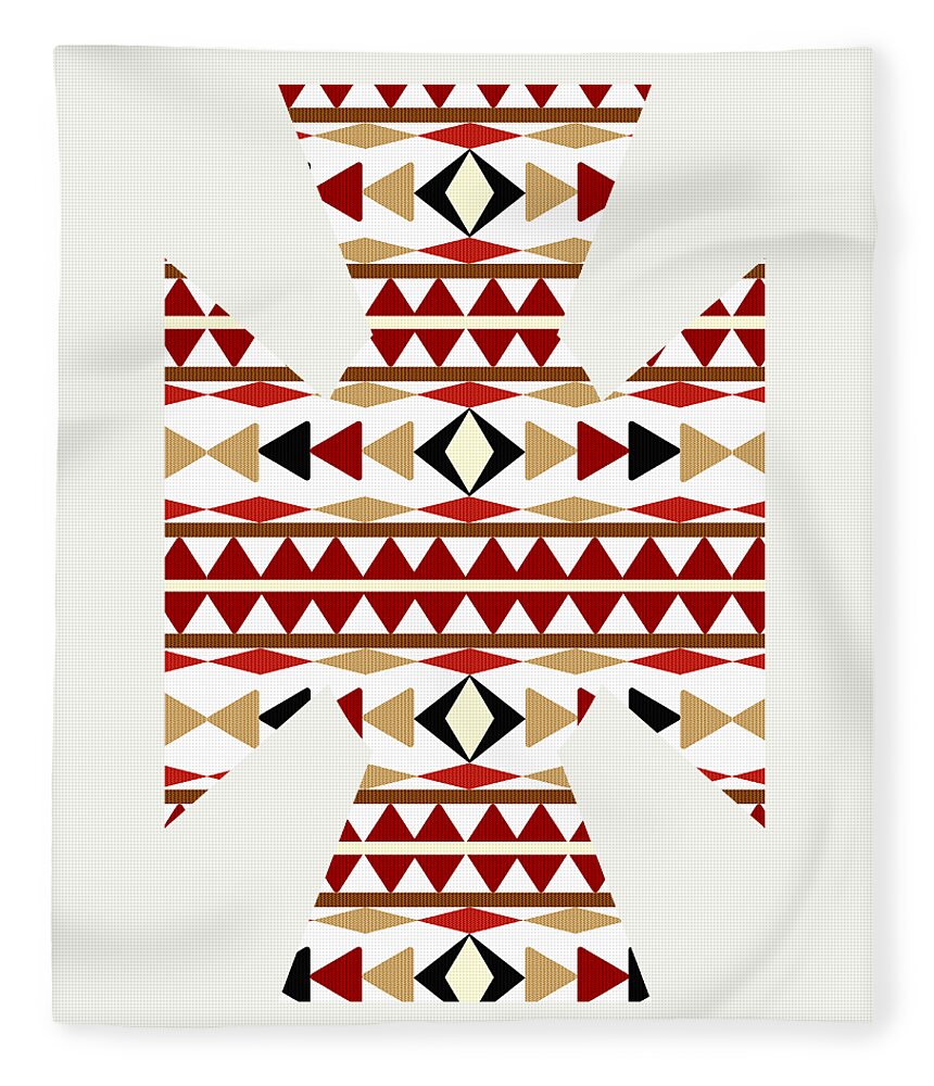 Navajo White Fleece Blanket featuring the mixed media Navajo White Pattern Art by Christina Rollo