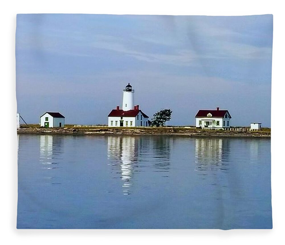 Lighthouse Fleece Blanket featuring the photograph New Dungeness Lighthouse Sequim, WA by Alexis King-Glandon