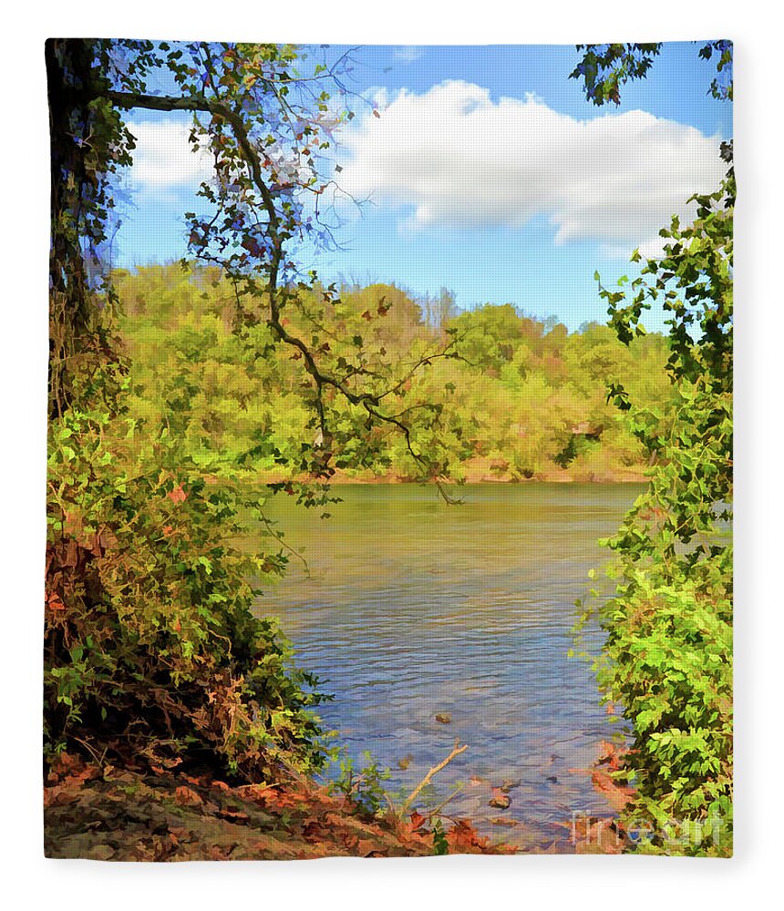 New River Fleece Blanket featuring the photograph New River Views - Bisset Park - Radford Virginia by Kerri Farley