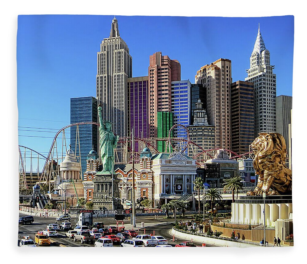 Las Vegas Fleece Blanket featuring the photograph New York, New York by Tatiana Travelways