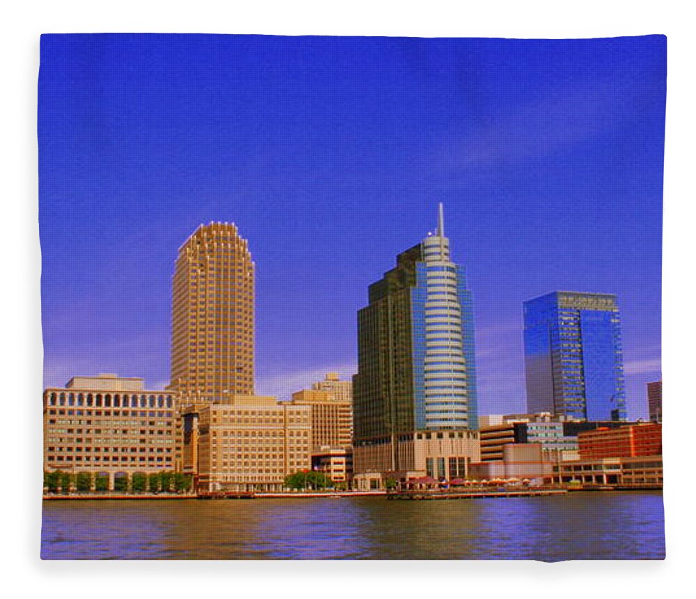 New York Fleece Blanket featuring the photograph New York Harbor by Julie Lueders 