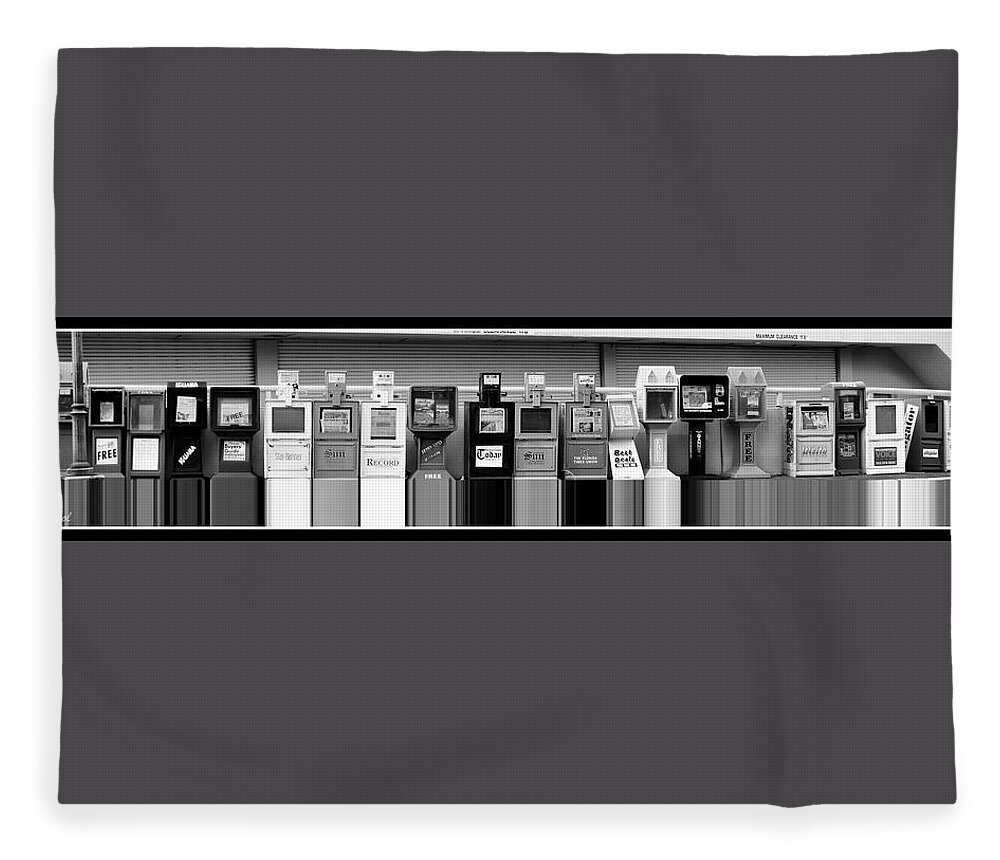 News Fleece Blanket featuring the photograph News Stands by Farol Tomson