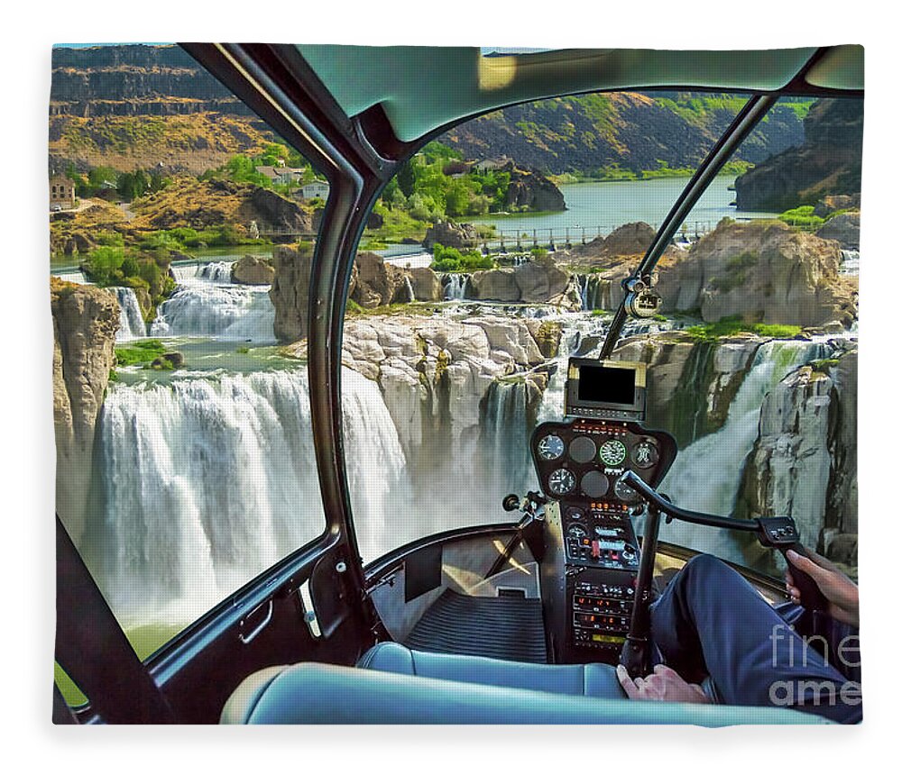 Niagara Falls Fleece Blanket featuring the photograph Niagara Falls Helicopter by Benny Marty