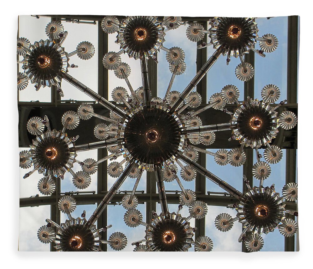 Chandelier Fleece Blanket featuring the photograph Nice France Mall 01 by Annette Hadley
