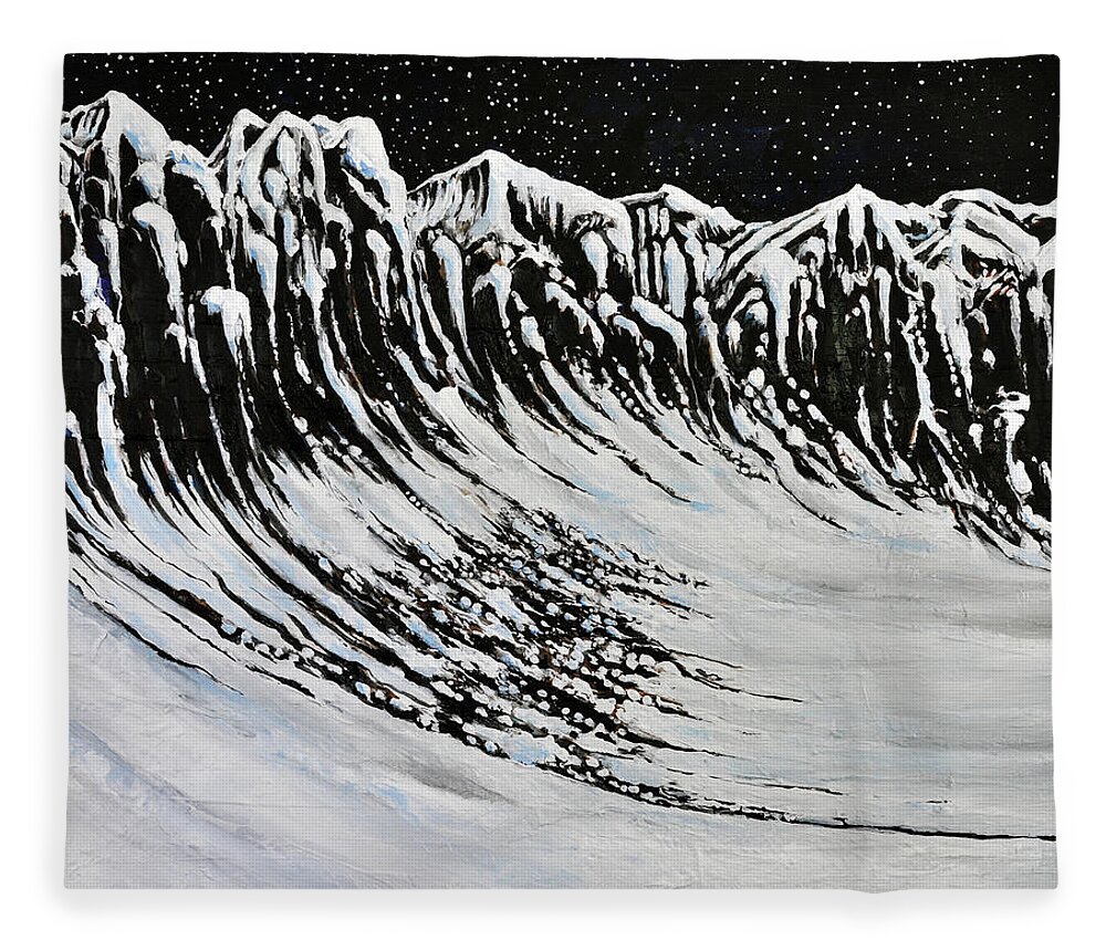 Landscape Fleece Blanket featuring the painting Night cliffs by Stevyn Llewellyn