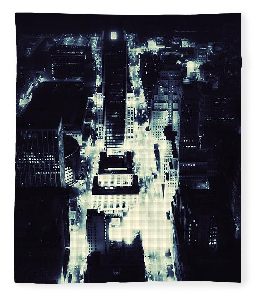 New York City Skyline Fleece Blanket featuring the photograph Blue Pill by HELGE Art Gallery