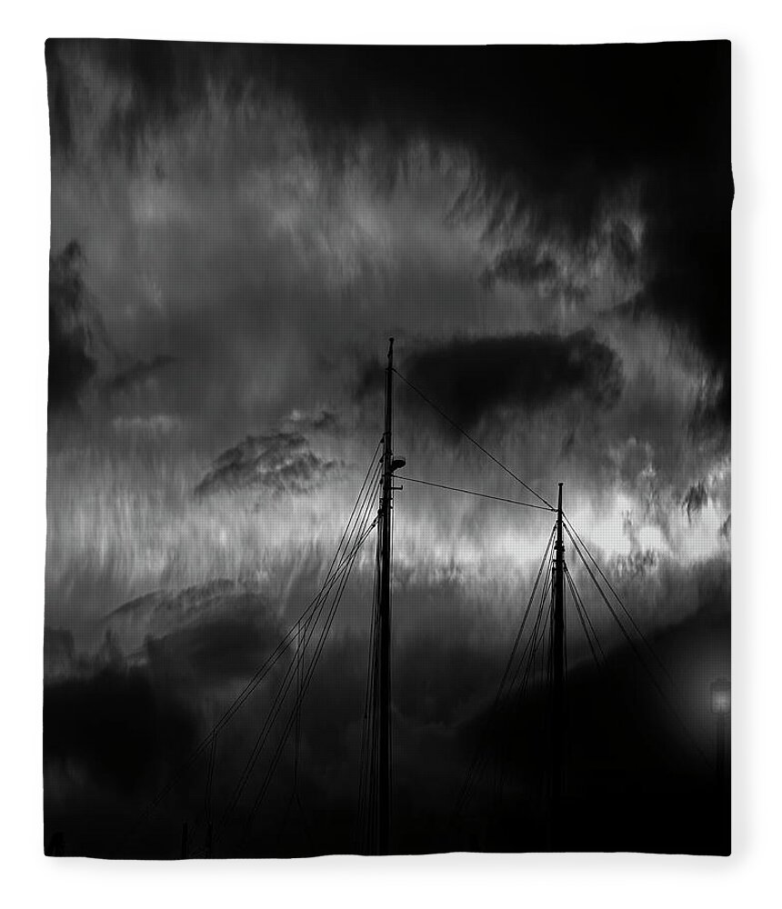 Abstract Fleece Blanket featuring the photograph Nighttime On The Docks by Bob Orsillo