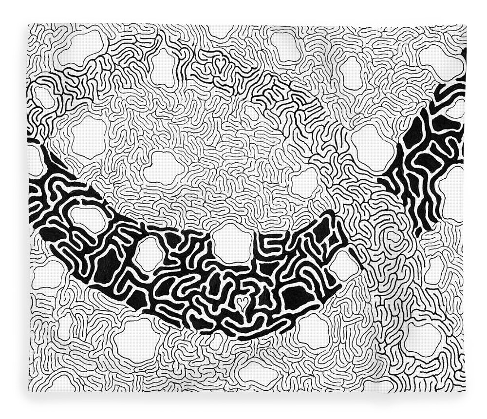 Abstract Fleece Blanket featuring the drawing Noetic by Steven Natanson