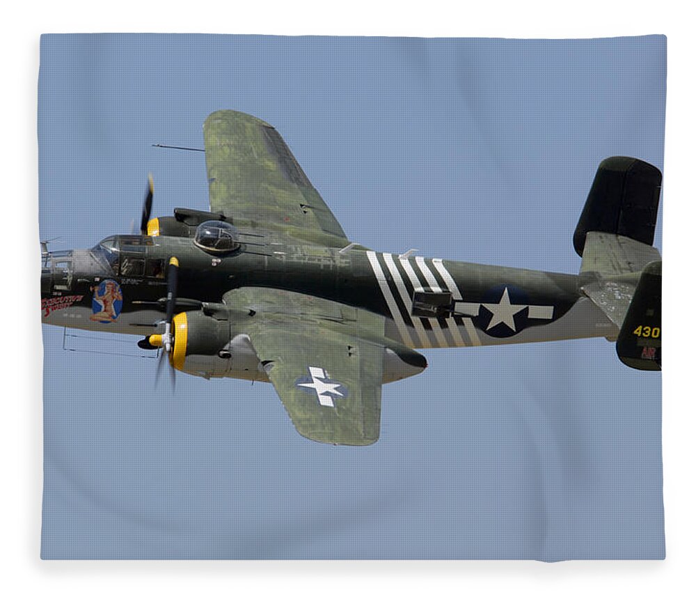 Airplane Fleece Blanket featuring the photograph North American Mitchell Executive Sweet by Brian Lockett