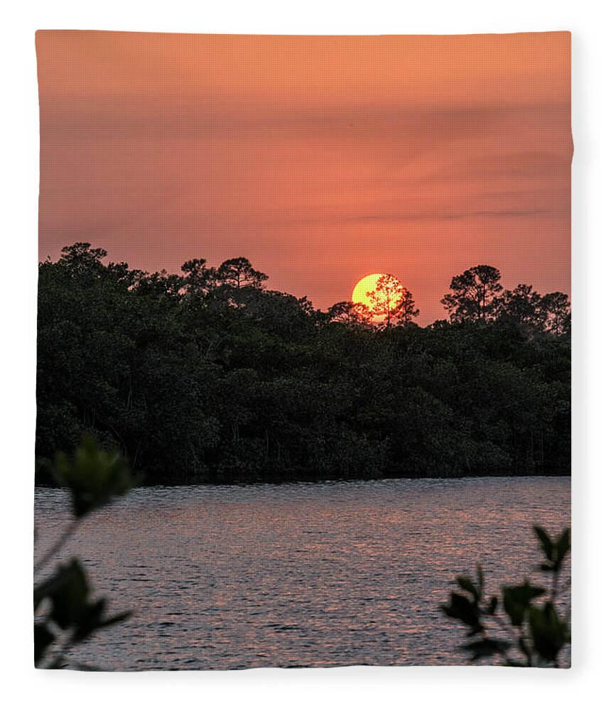 North Port Florida Fleece Blanket featuring the photograph North Port Sunset by Tom Singleton