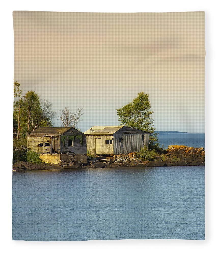 North Shore Minnesota Fleece Blanket featuring the photograph North Shore Old Buildings by Bill and Linda Tiepelman
