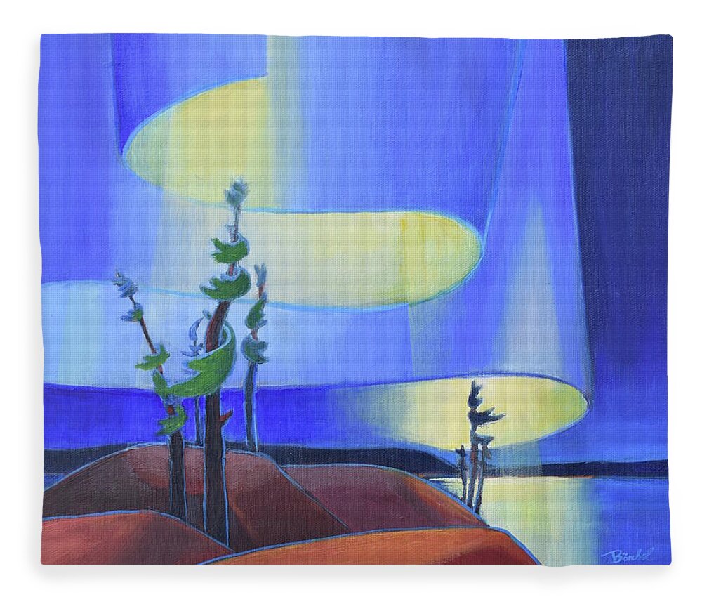 Barbel Smith Fleece Blanket featuring the painting Northern Sky by Barbel Smith