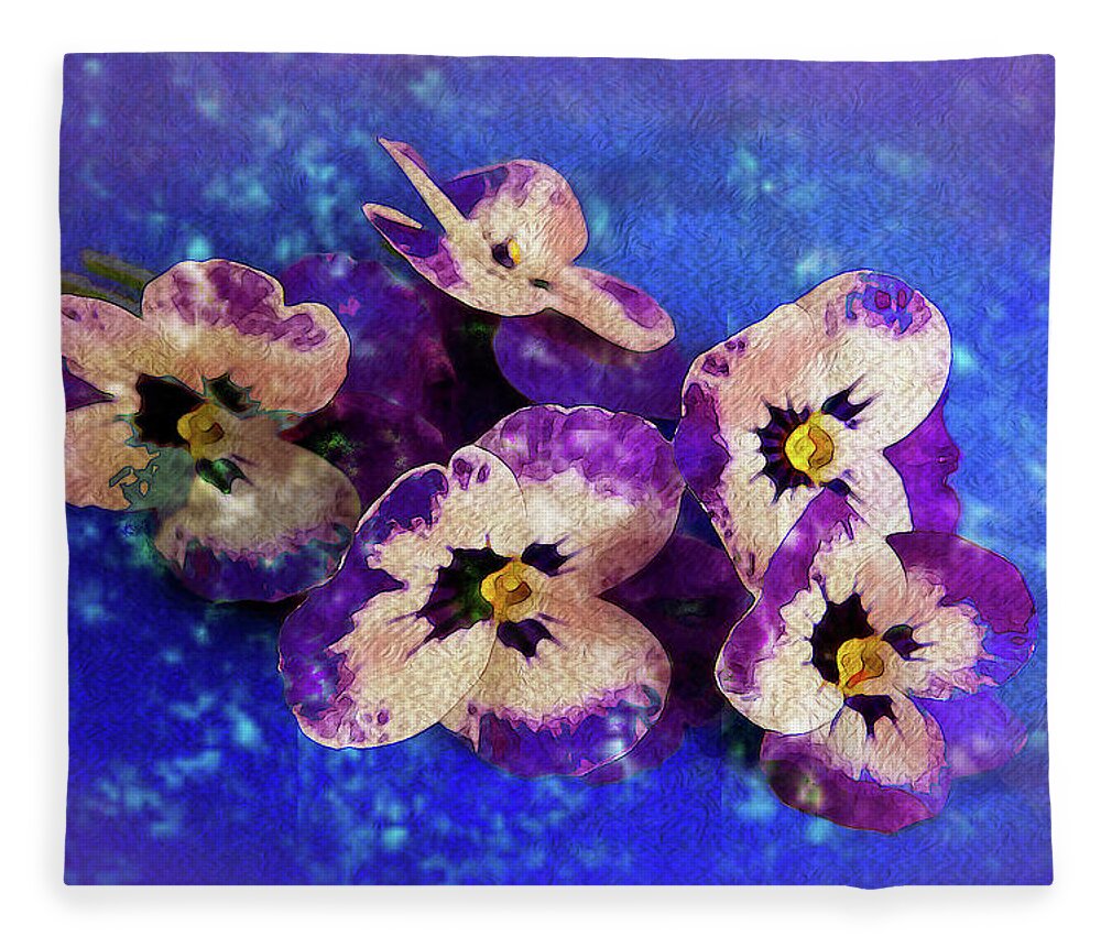 Pansies Fleece Blanket featuring the photograph Nosegay of Pansies by Vanessa Thomas